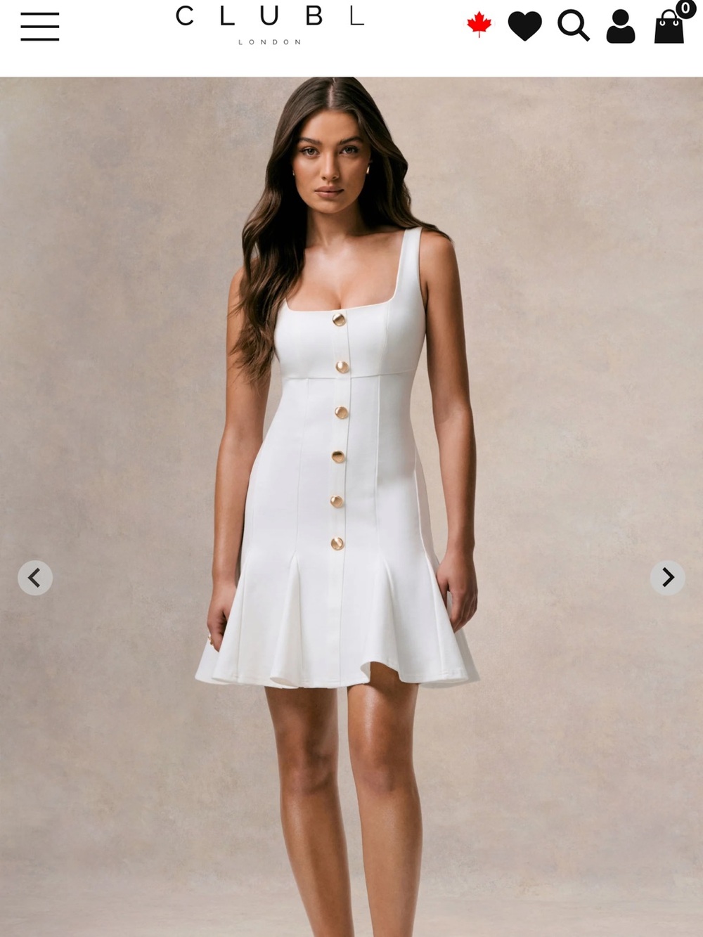 Club L London White Square Neck Button-Front Mini Dress